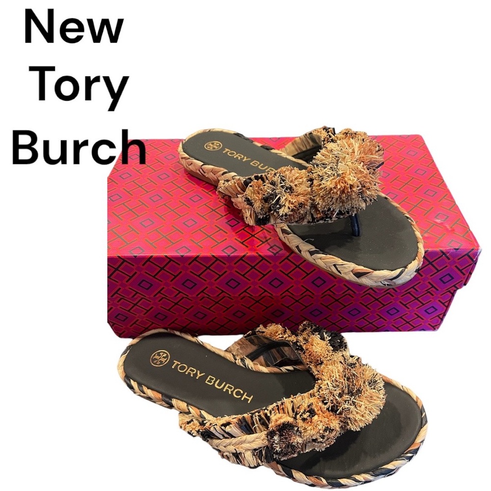 - New-Tory Burch Raffia Sandals-Sz-7